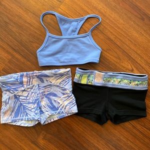 Ivivva Top and 2 shorts size 6